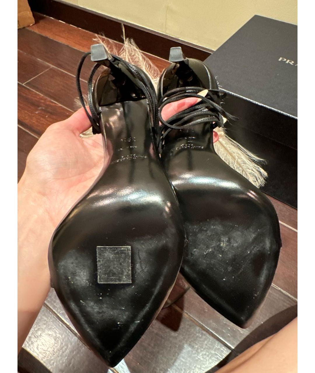 SAINT LAURENT Черные кожаные босоножки, фото 5