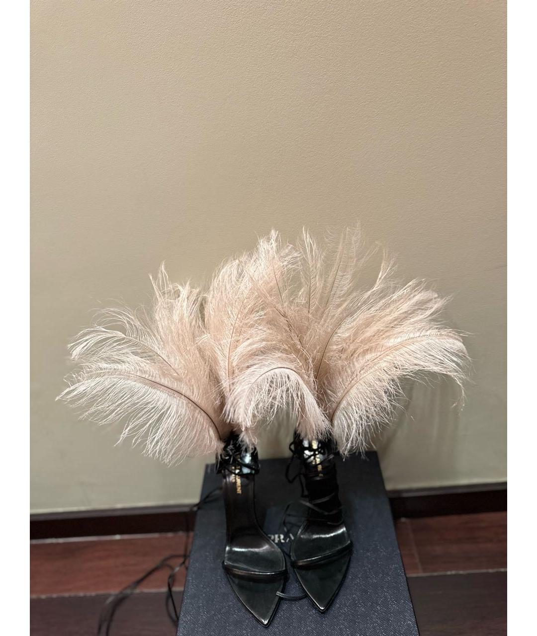 SAINT LAURENT Черные кожаные босоножки, фото 3