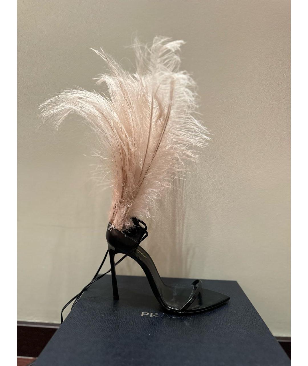 SAINT LAURENT Черные кожаные босоножки, фото 8