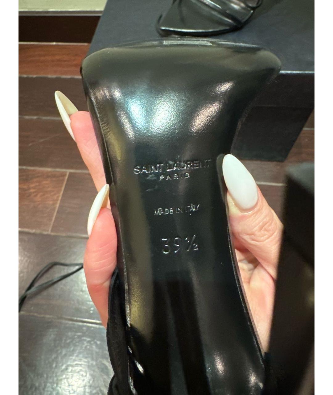 SAINT LAURENT Черные кожаные босоножки, фото 6