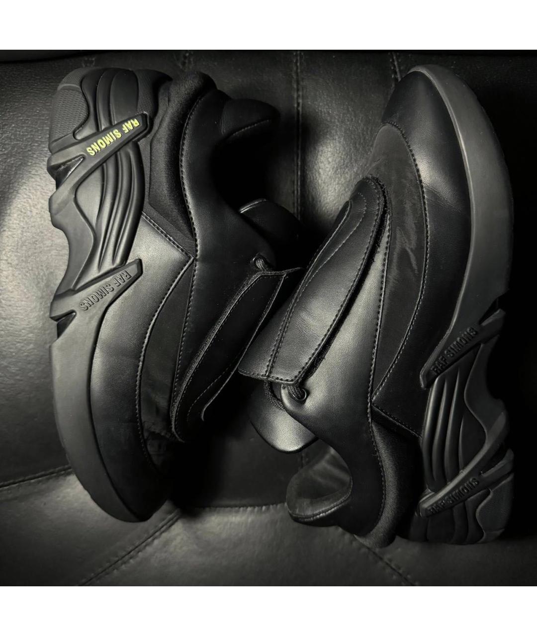 RAF SIMONS Черные кожаные кроссовки, фото 4