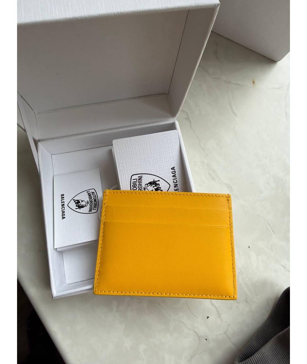 BALENCIAGA Желтый кожаный кардхолдер, фото 2