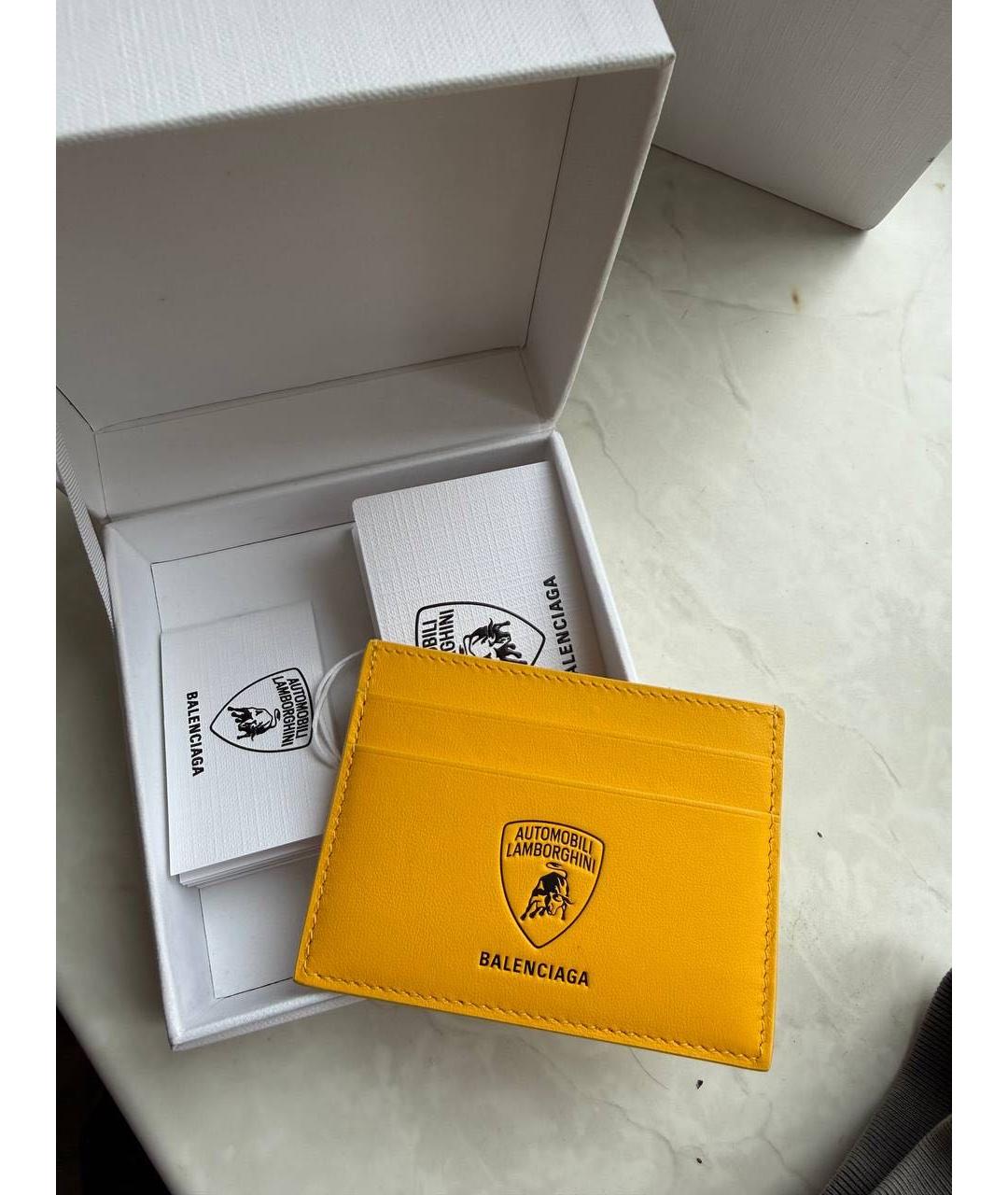 BALENCIAGA Желтый кожаный кардхолдер, фото 6