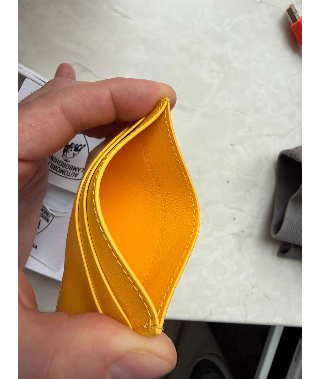 BALENCIAGA Желтый кожаный кардхолдер, фото 3