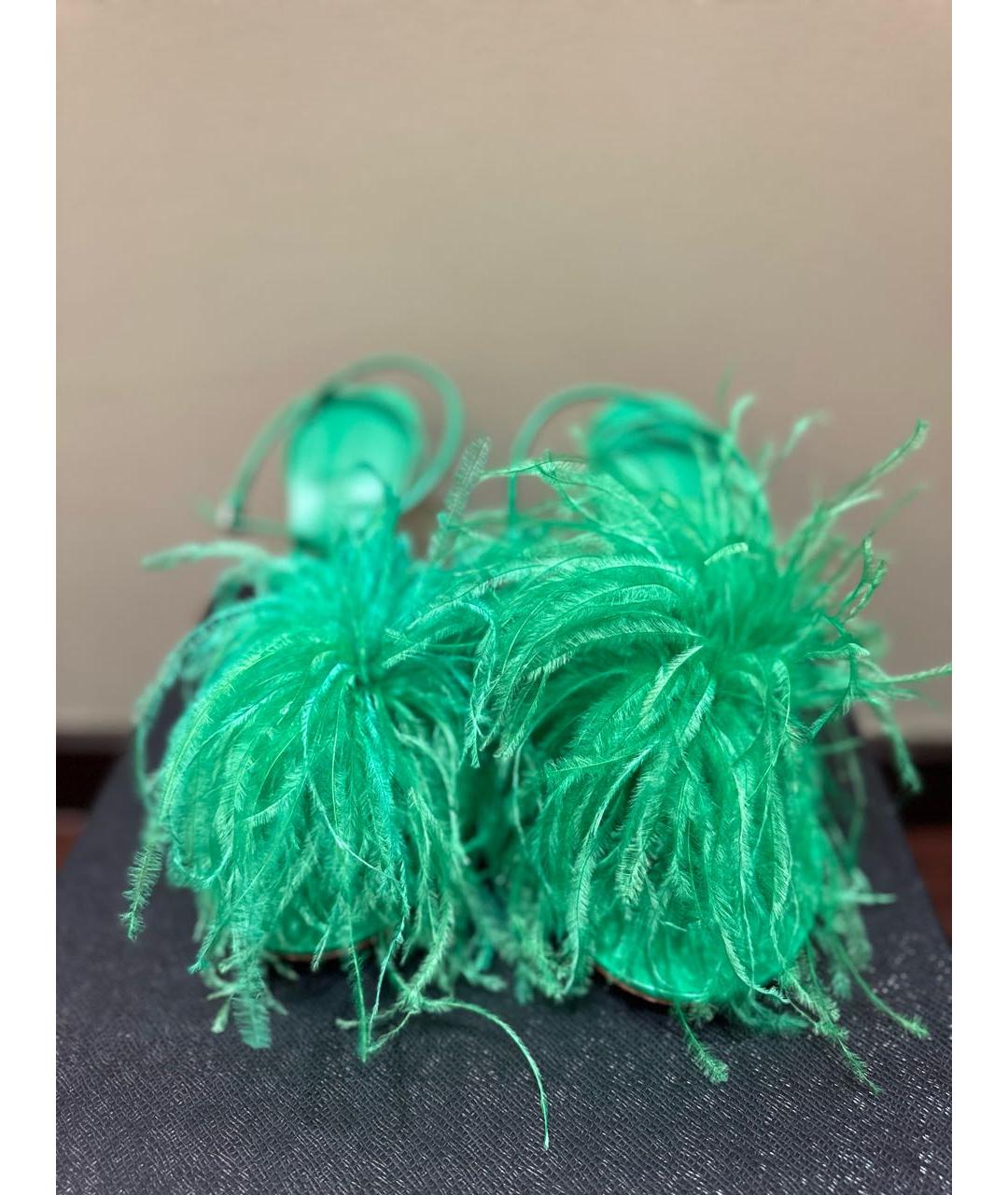 BOTTEGA VENETA Зеленые кожаные босоножки, фото 6