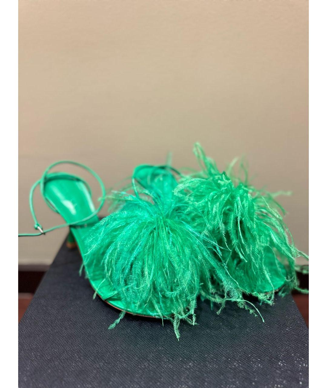 BOTTEGA VENETA Зеленые кожаные босоножки, фото 3