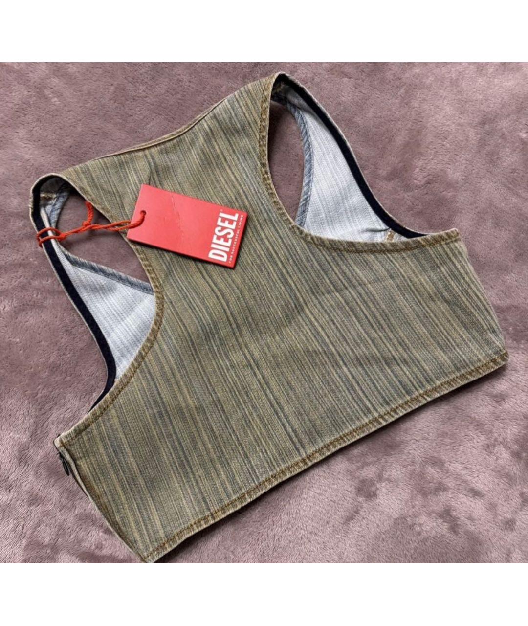 DIESEL Хаки хлопковая майка, фото 2
