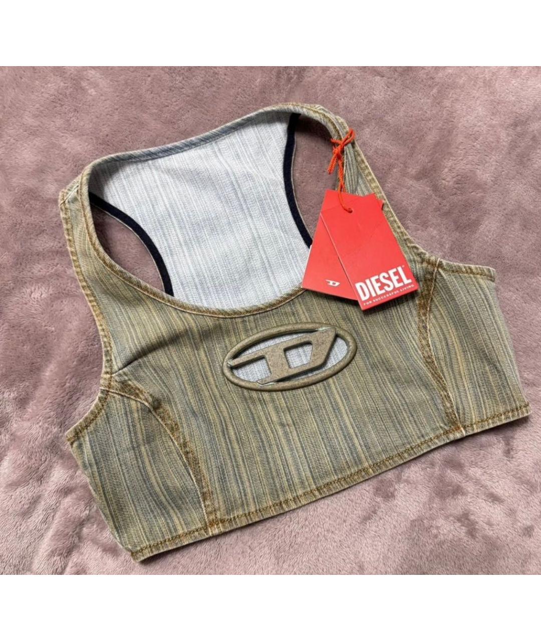 DIESEL Хаки хлопковая майка, фото 5