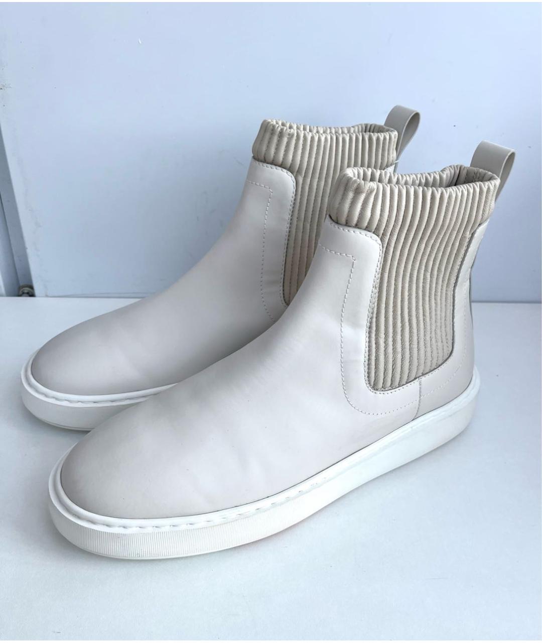 SANTONI Бежевые кожаные полусапоги, фото 3