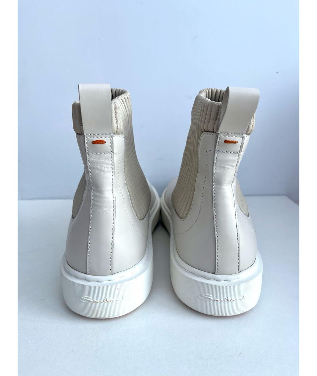 SANTONI Бежевые кожаные полусапоги, фото 4