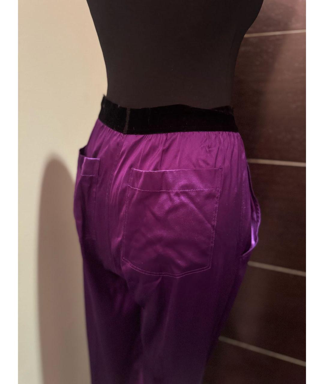 TOM FORD Фиолетовые шелковые прямые брюки, фото 4
