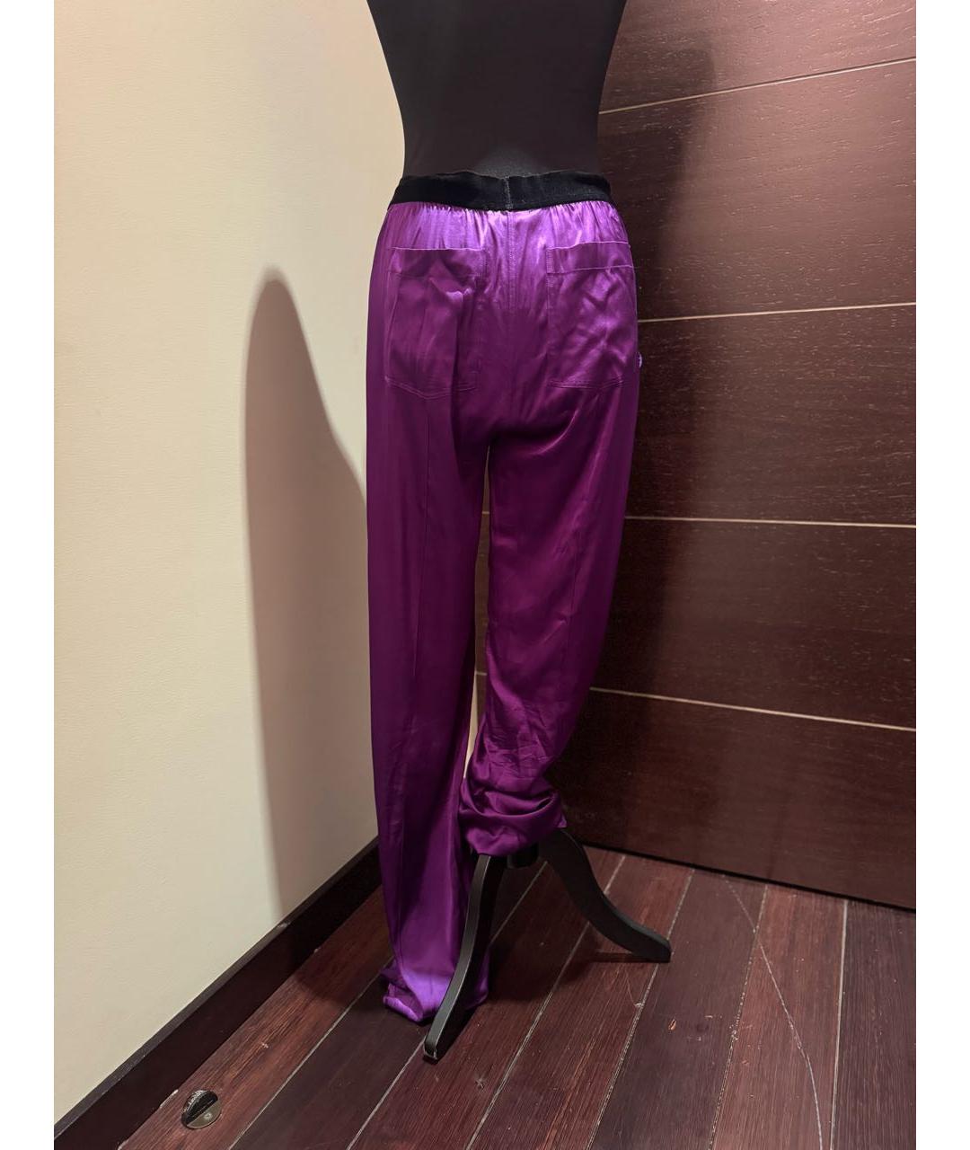 TOM FORD Фиолетовые шелковые прямые брюки, фото 2