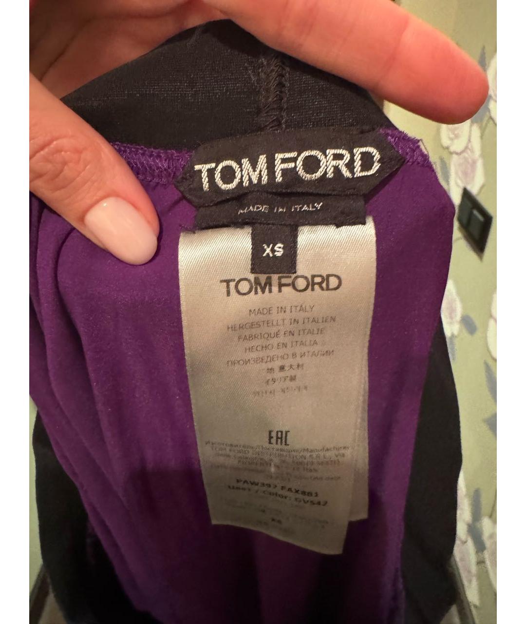 TOM FORD Фиолетовые шелковые прямые брюки, фото 5