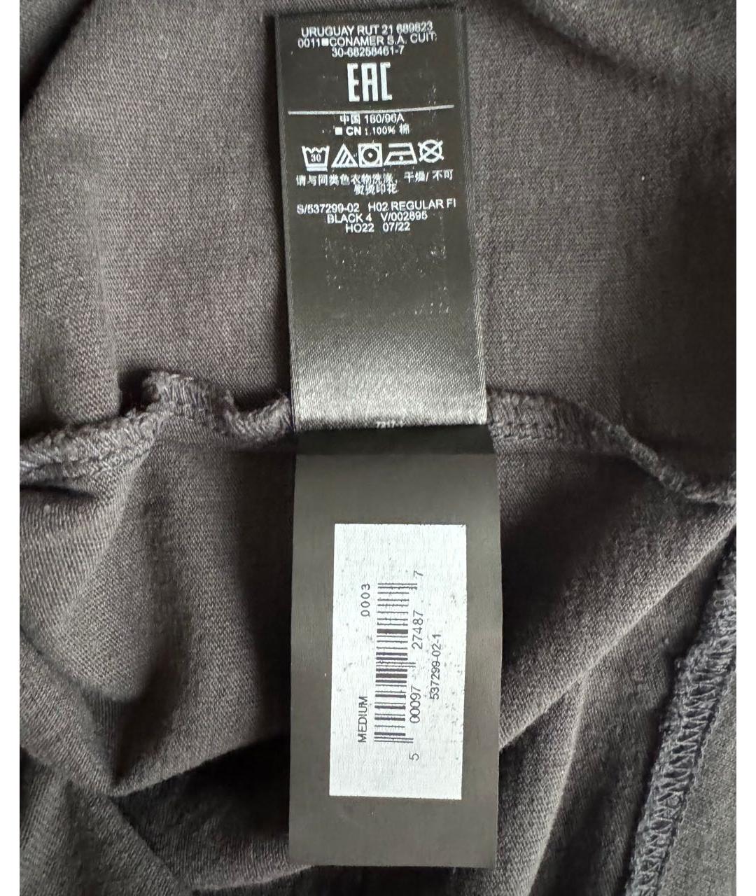 YEEZY Черная хлопковая футболка, фото 3