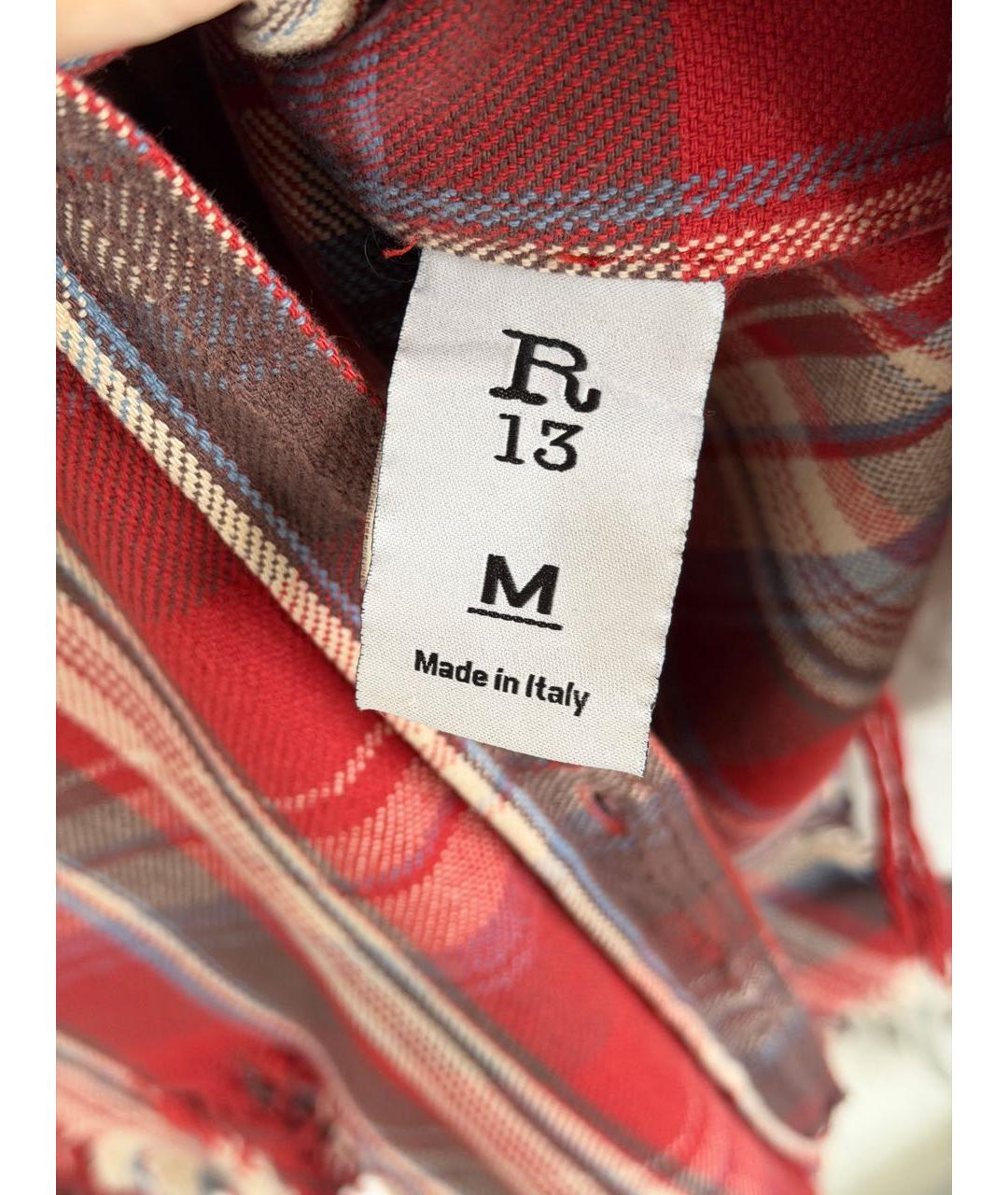 R13 Красная хлопковая рубашка, фото 4