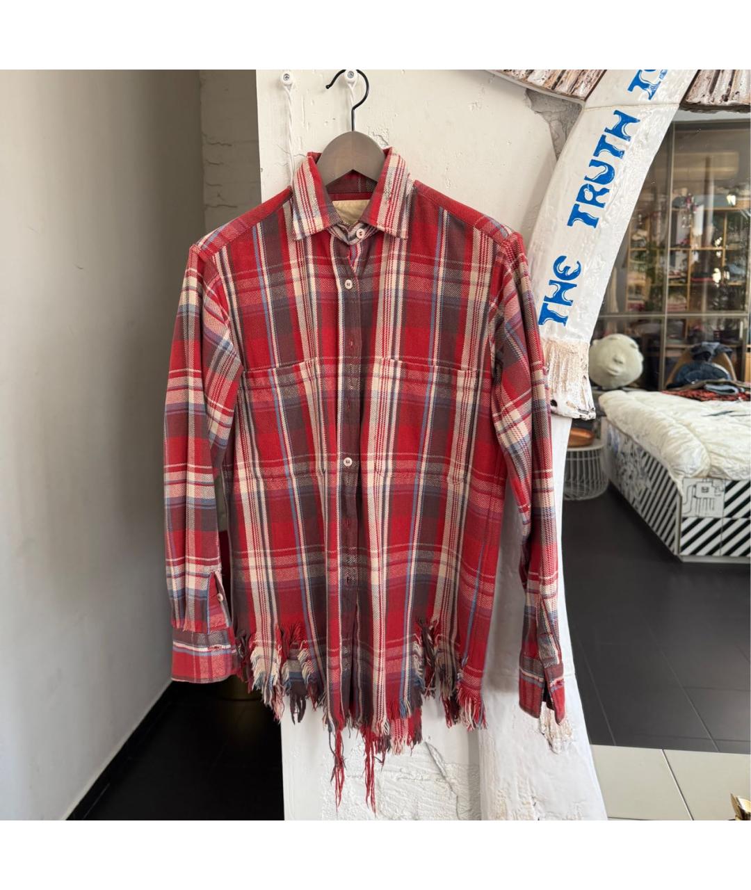 R13 Красная хлопковая рубашка, фото 6