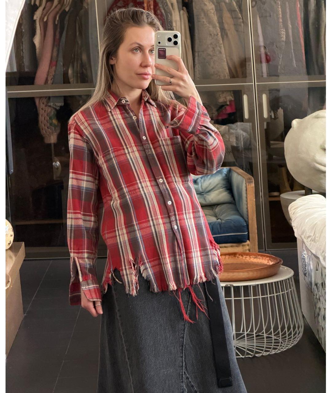 R13 Красная хлопковая рубашка, фото 5