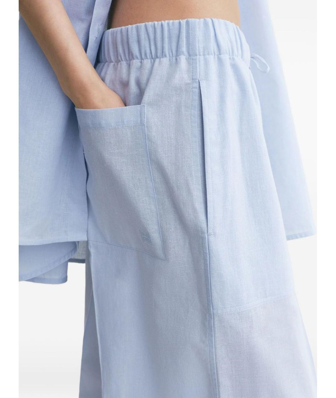 TOTEME Голубые хлопковые прямые брюки, фото 5