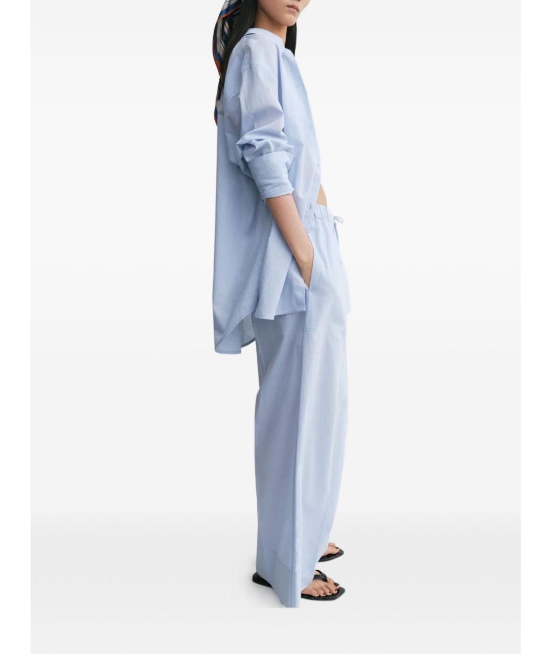 TOTEME Голубые хлопковые прямые брюки, фото 3