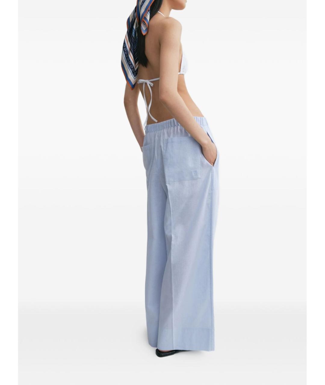 TOTEME Голубые хлопковые прямые брюки, фото 4