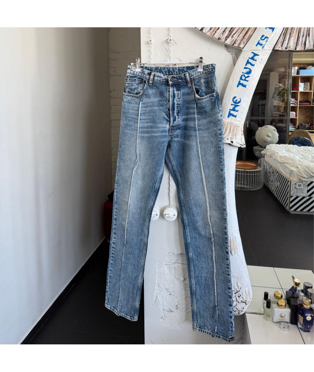 MAISON MARGIELA Синие хлопковые прямые джинсы, фото 6