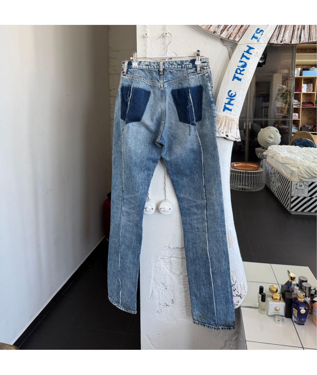 MAISON MARGIELA Синие хлопковые прямые джинсы, фото 2