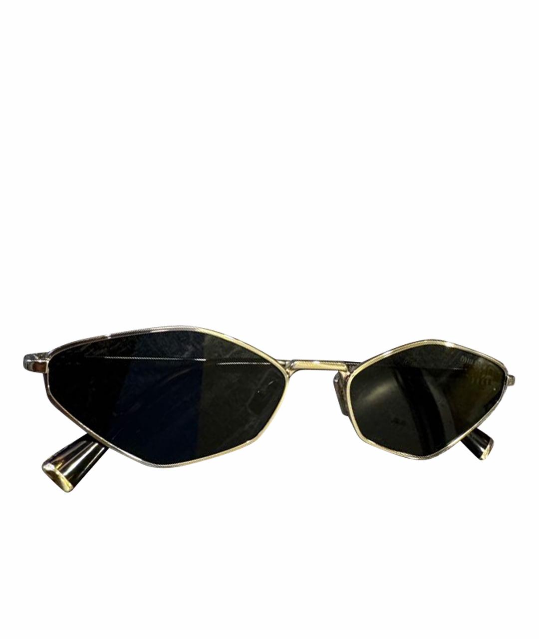 MIU MIU Золотые металлические солнцезащитные очки, фото 10