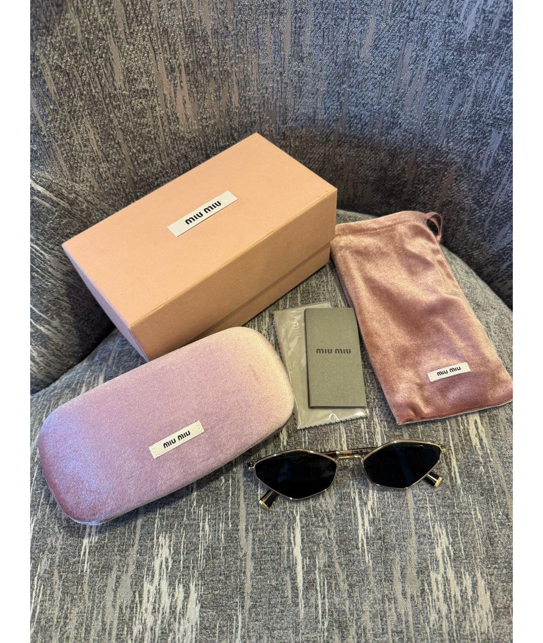 MIU MIU Золотые металлические солнцезащитные очки, фото 5