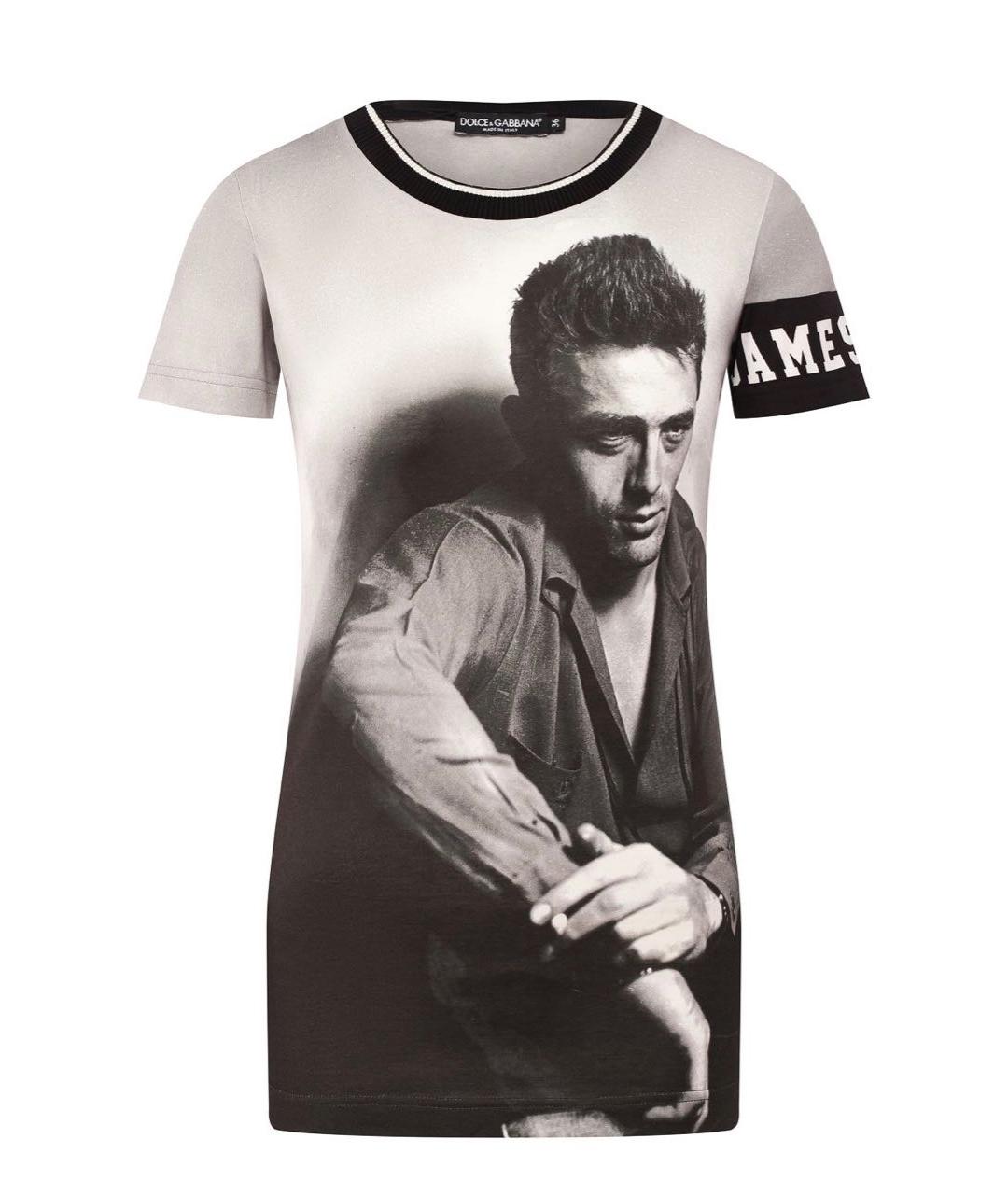 DOLCE&GABBANA Серая хлопковая футболка, фото 8