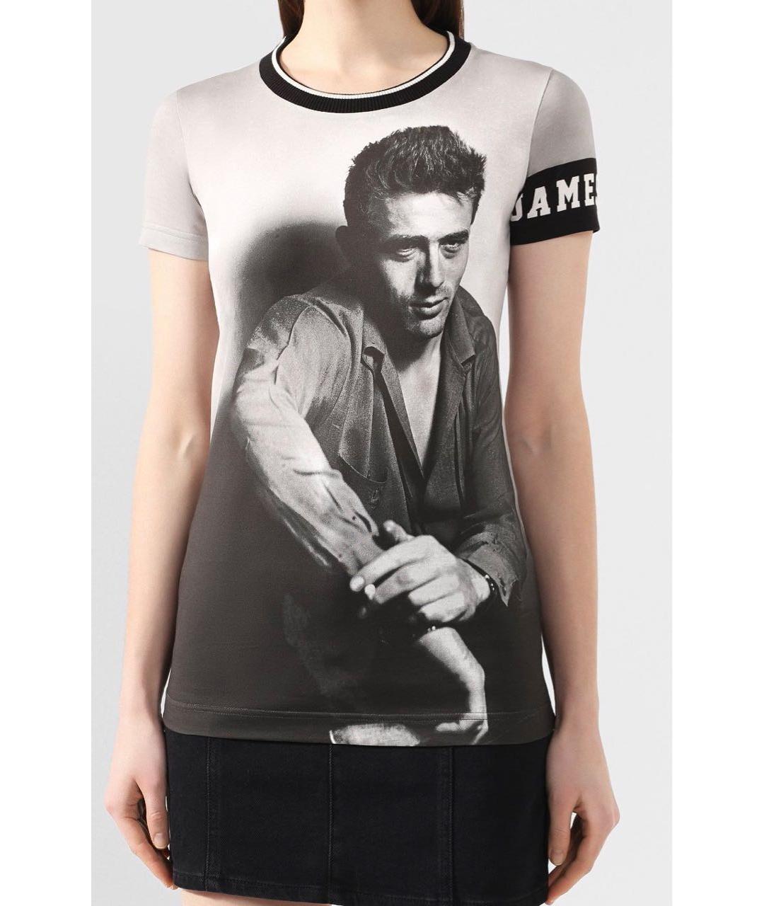 DOLCE&GABBANA Серая хлопковая футболка, фото 5