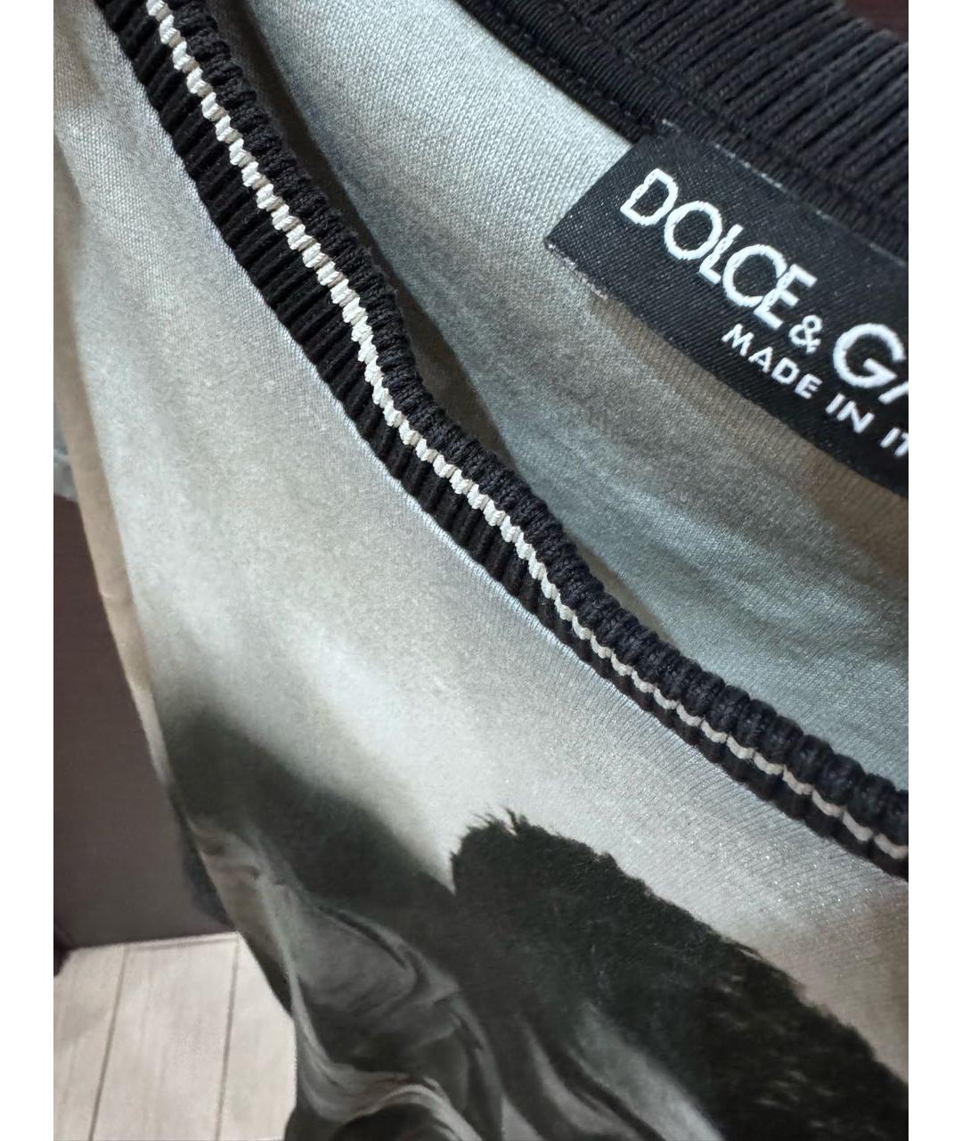 DOLCE&GABBANA Серая хлопковая футболка, фото 7