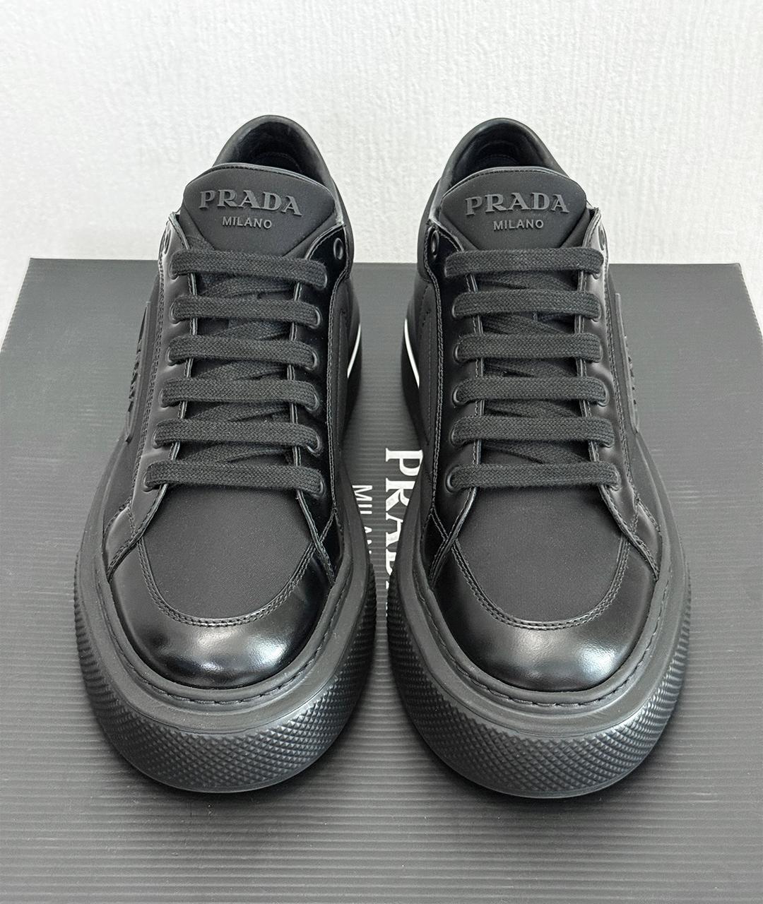 PRADA Черные низкие кроссовки / кеды, фото 3