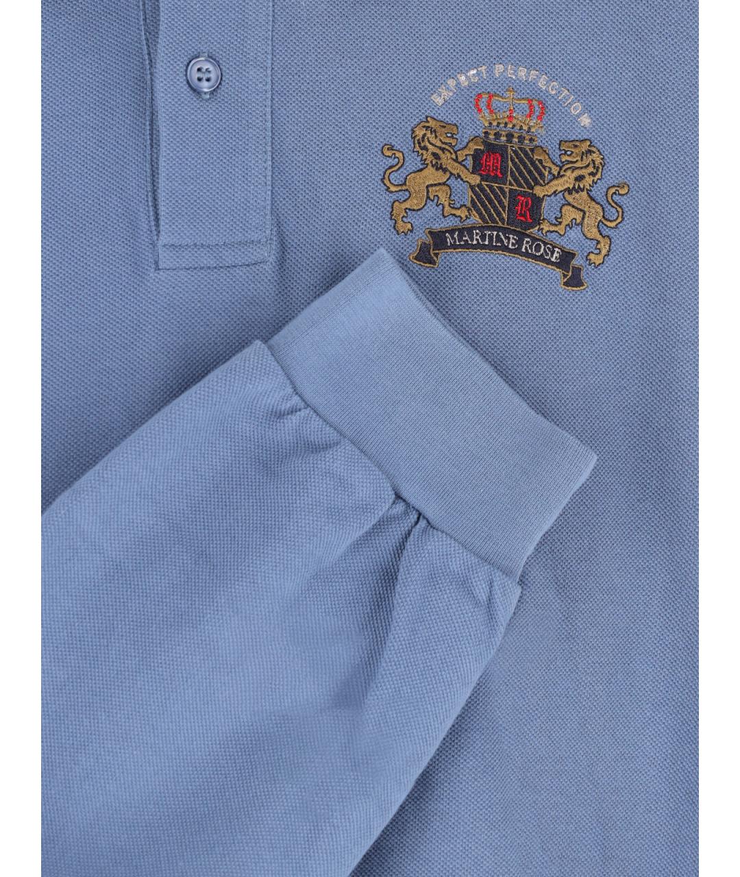 MARTINE ROSE Синее хлопковое поло с длинным рукавом, фото 4
