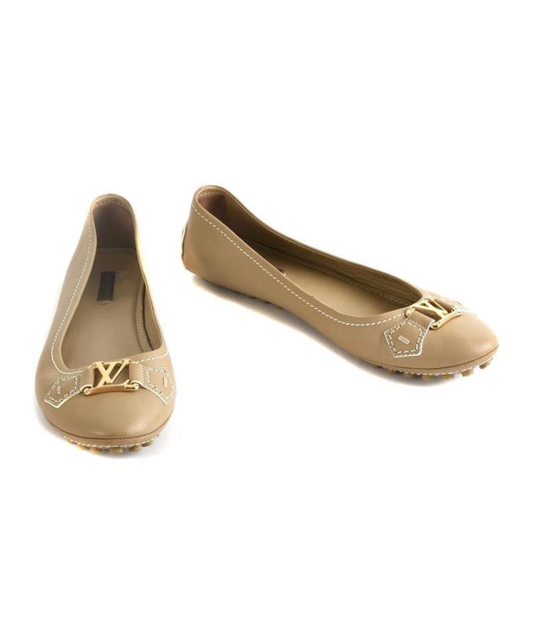 LOUIS VUITTON Бежевые кожаные балетки, фото 2