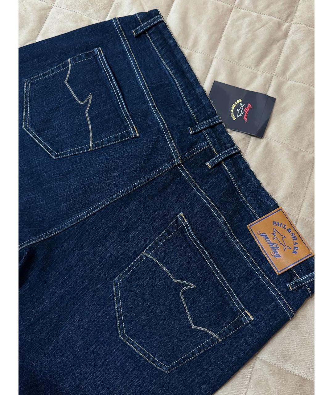 PAUL & SHARK Темно-синие хлопко-эластановые джинсы, фото 4