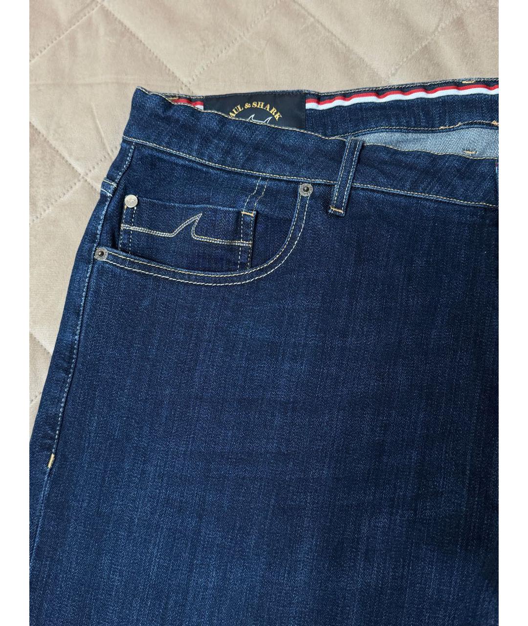 PAUL & SHARK Темно-синие хлопко-эластановые джинсы, фото 5
