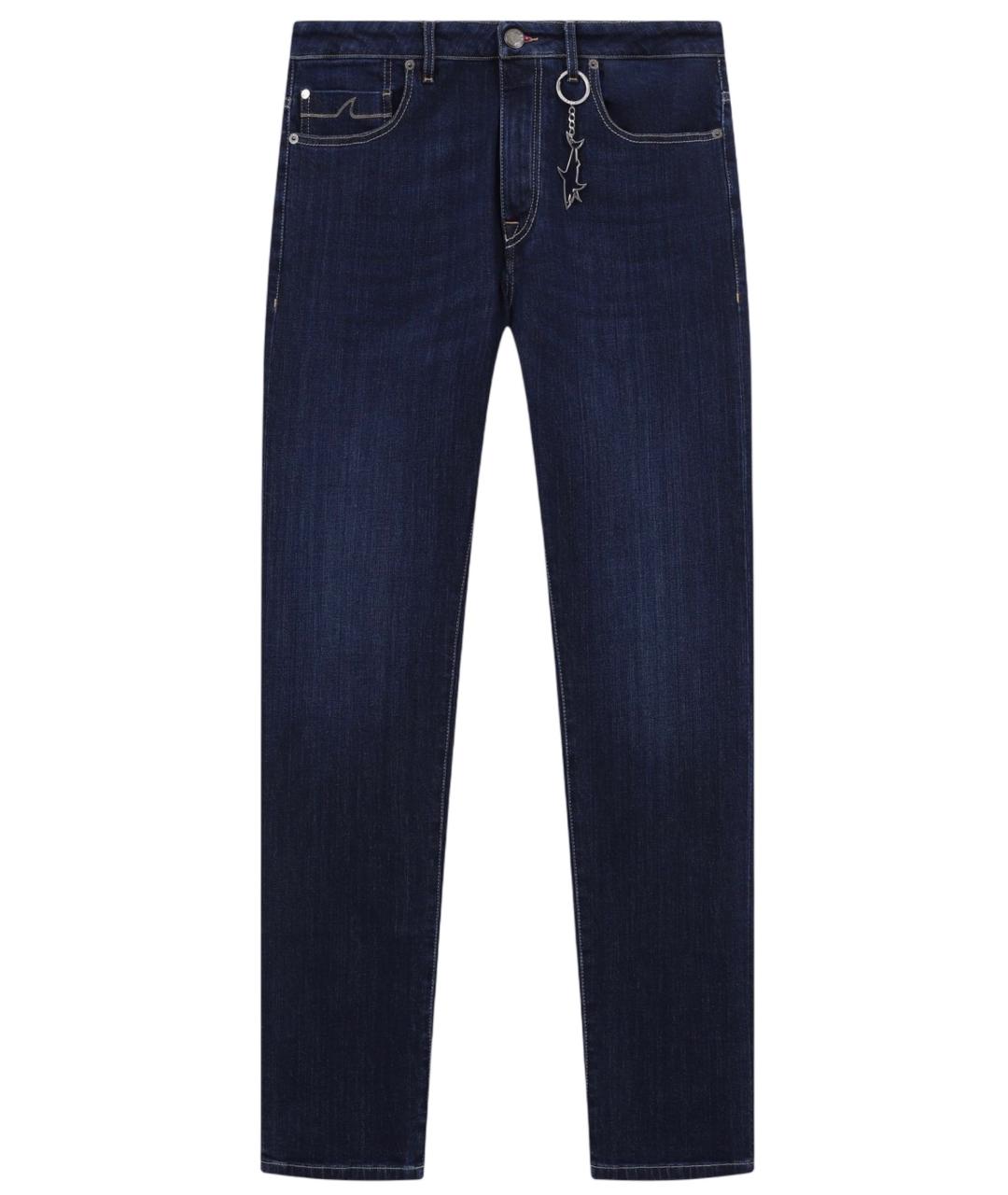 PAUL & SHARK Темно-синие хлопко-эластановые джинсы, фото 1