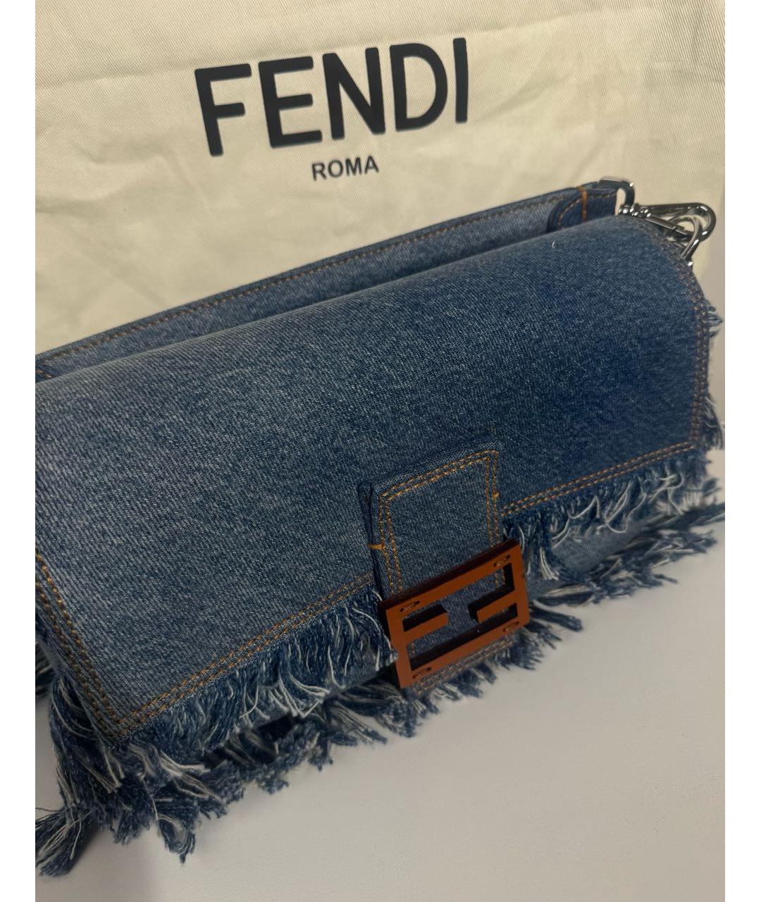 FENDI Синяя деним сумка через плечо, фото 3