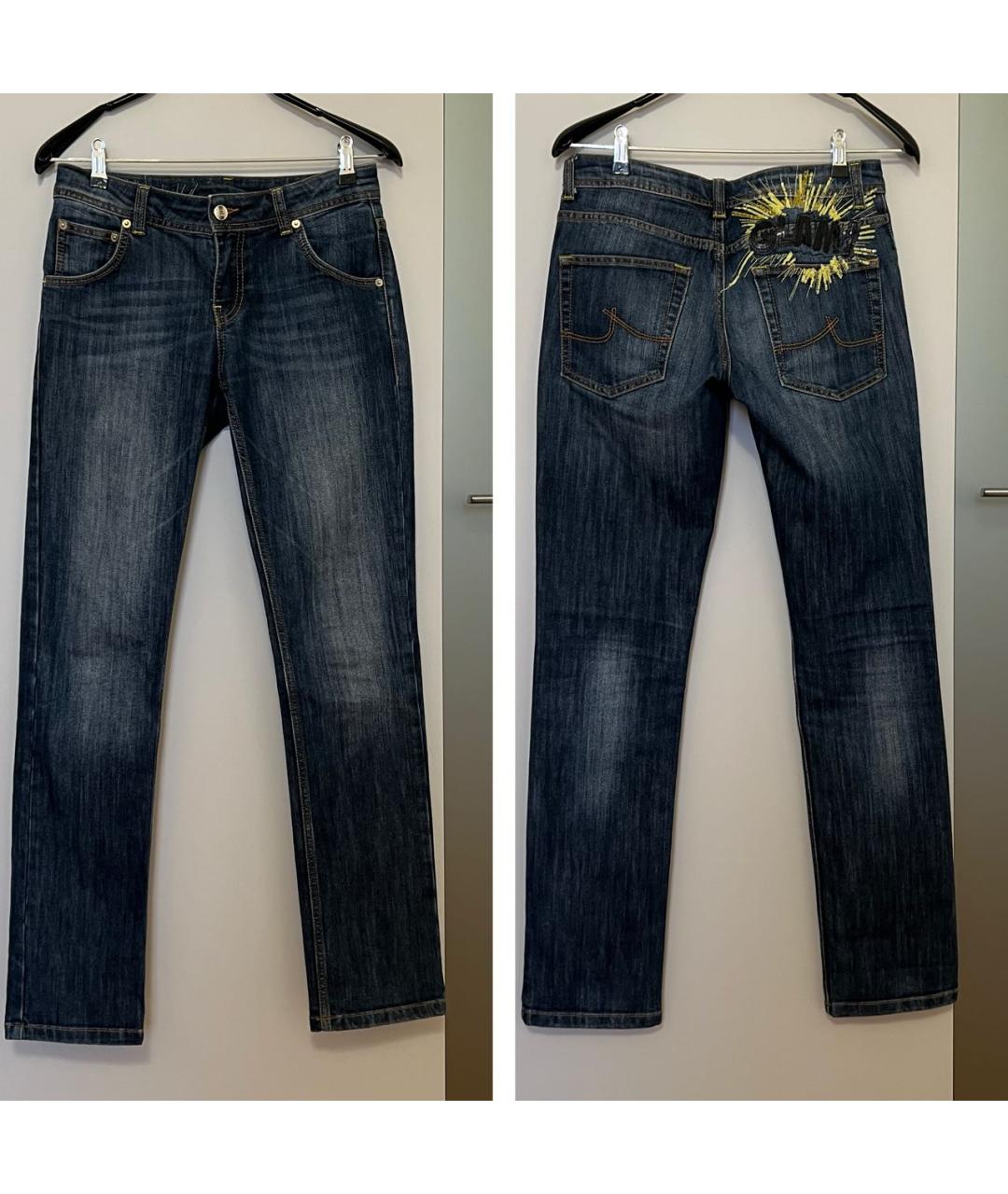 ICEBERG Синие хлопко-полиэстеровые прямые джинсы, фото 6