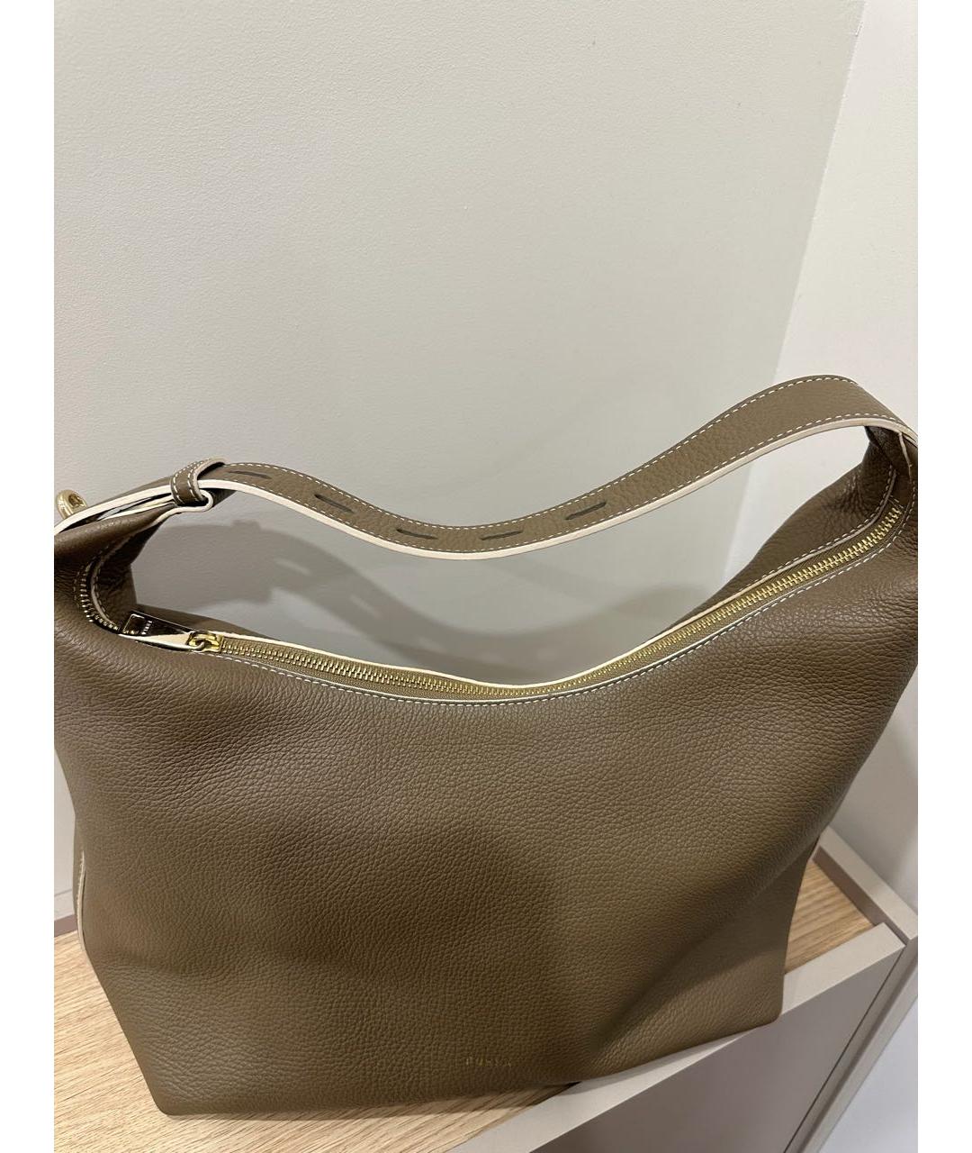 FURLA Хаки кожаная сумка через плечо, фото 3