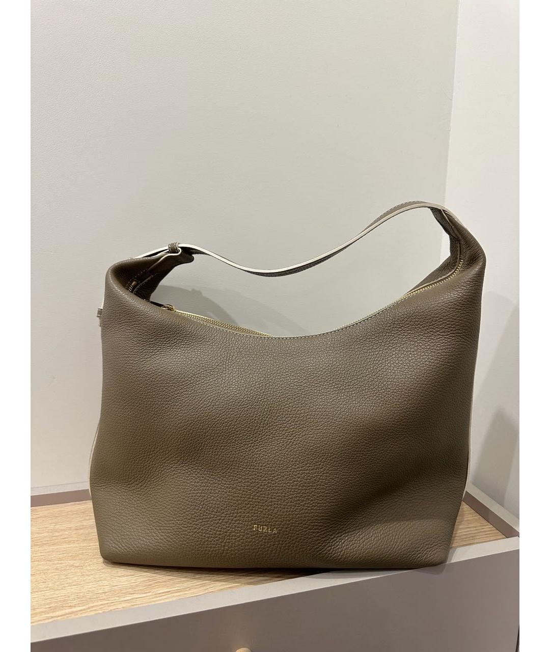 FURLA Хаки кожаная сумка через плечо, фото 5