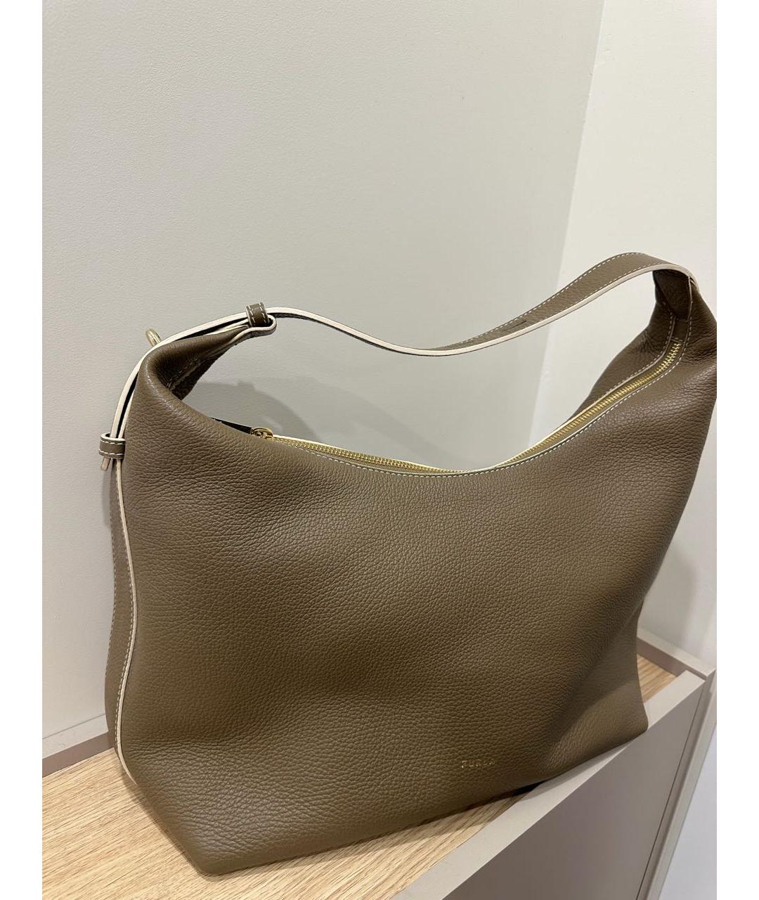 FURLA Хаки кожаная сумка через плечо, фото 2