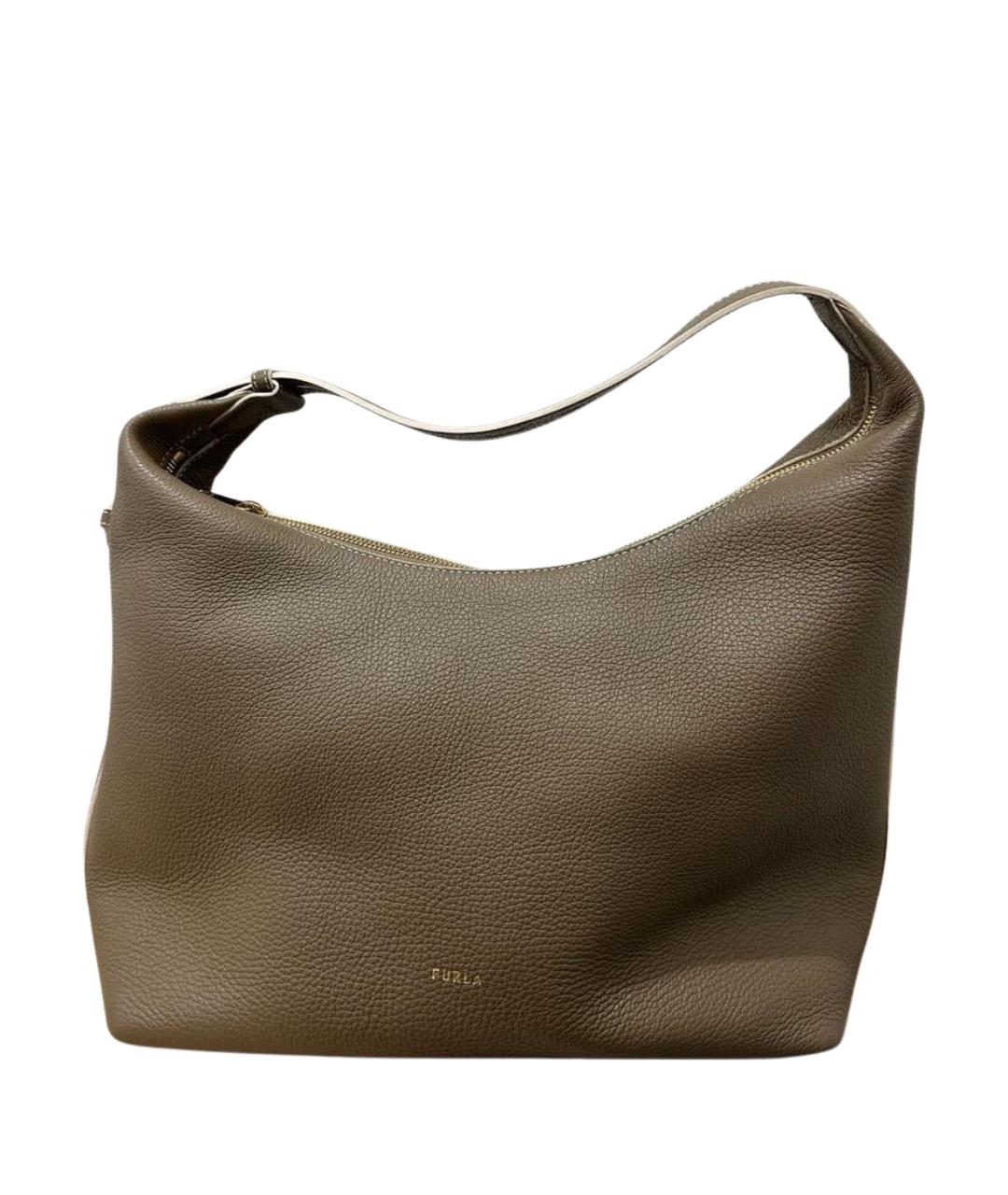 FURLA Хаки кожаная сумка через плечо, фото 1