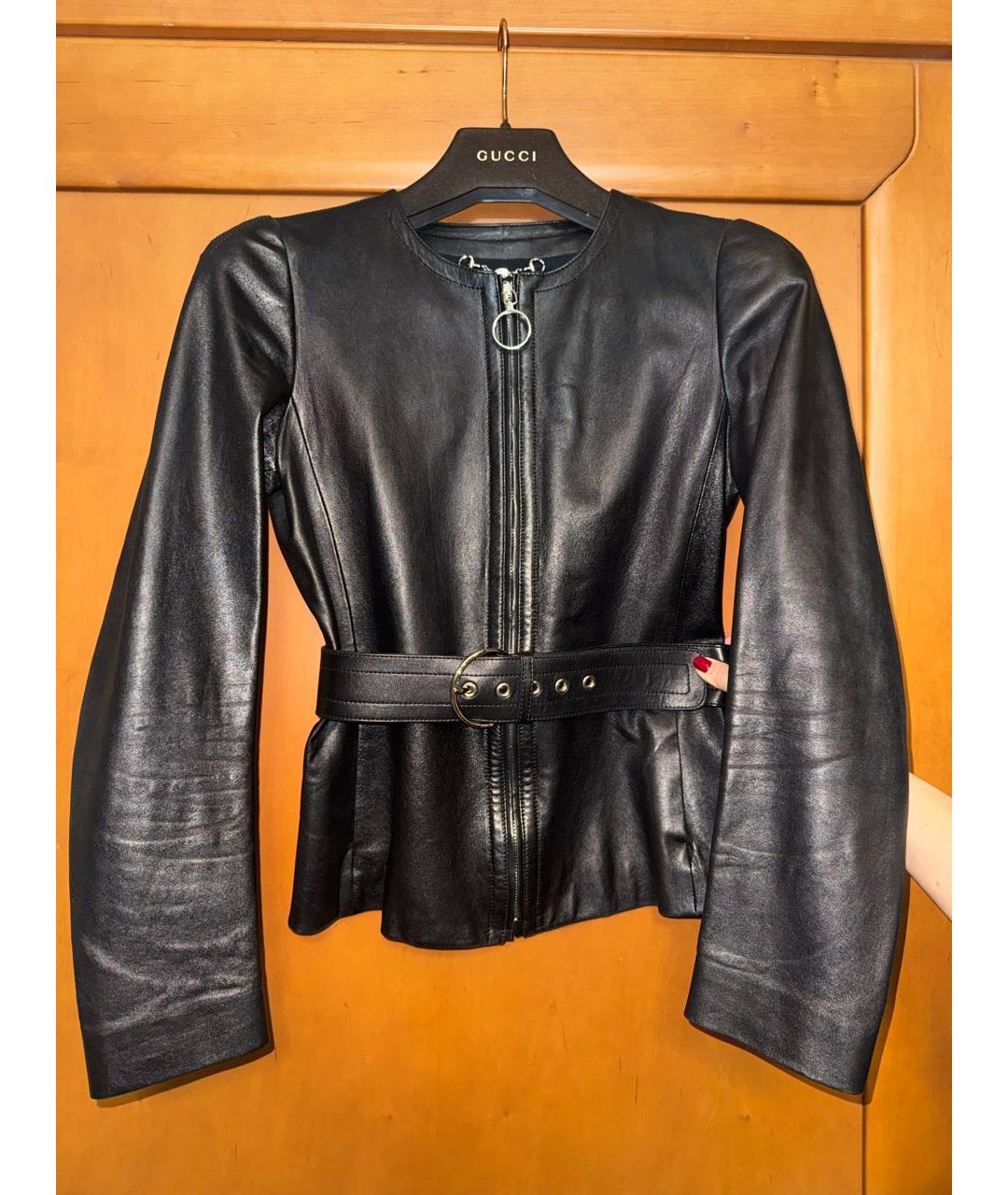 GUCCI Черная кожаная куртка, фото 4