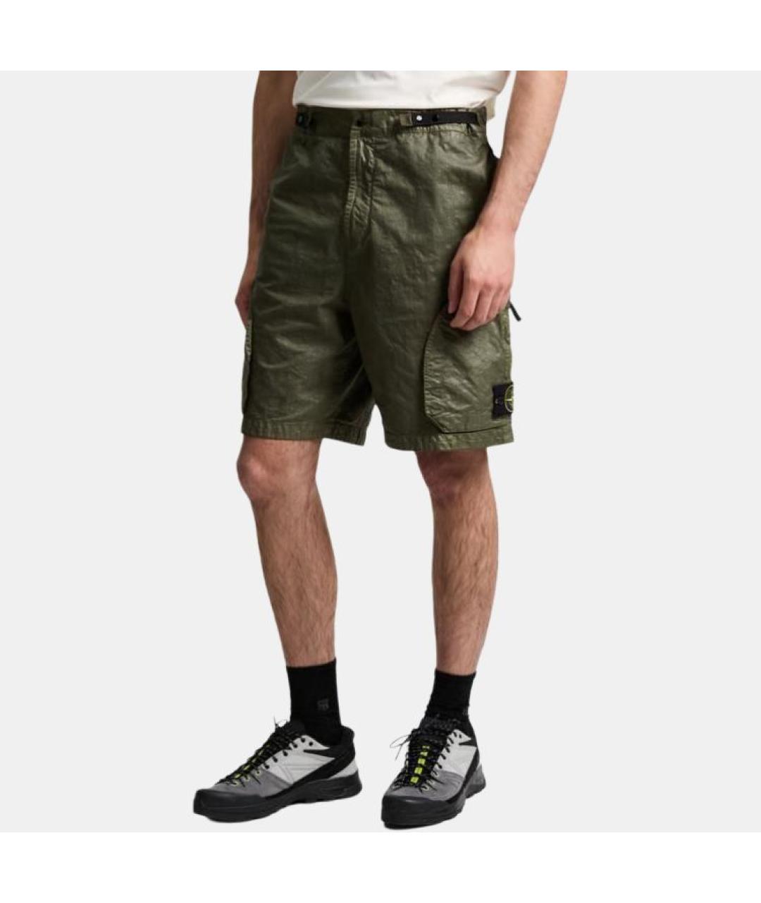 STONE ISLAND Зеленые шорты, фото 4