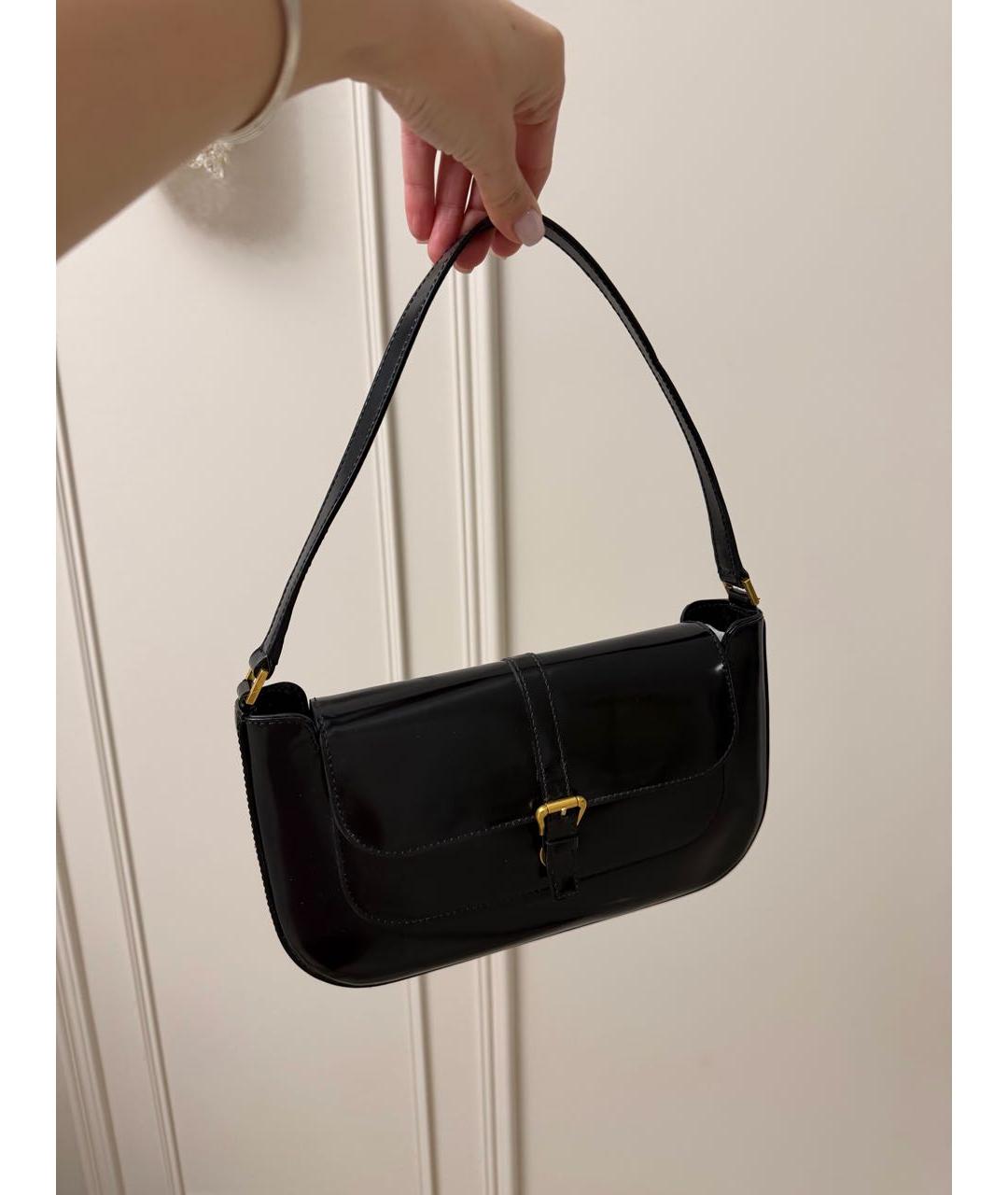 BY FAR Черная кожаная сумка через плечо, фото 7