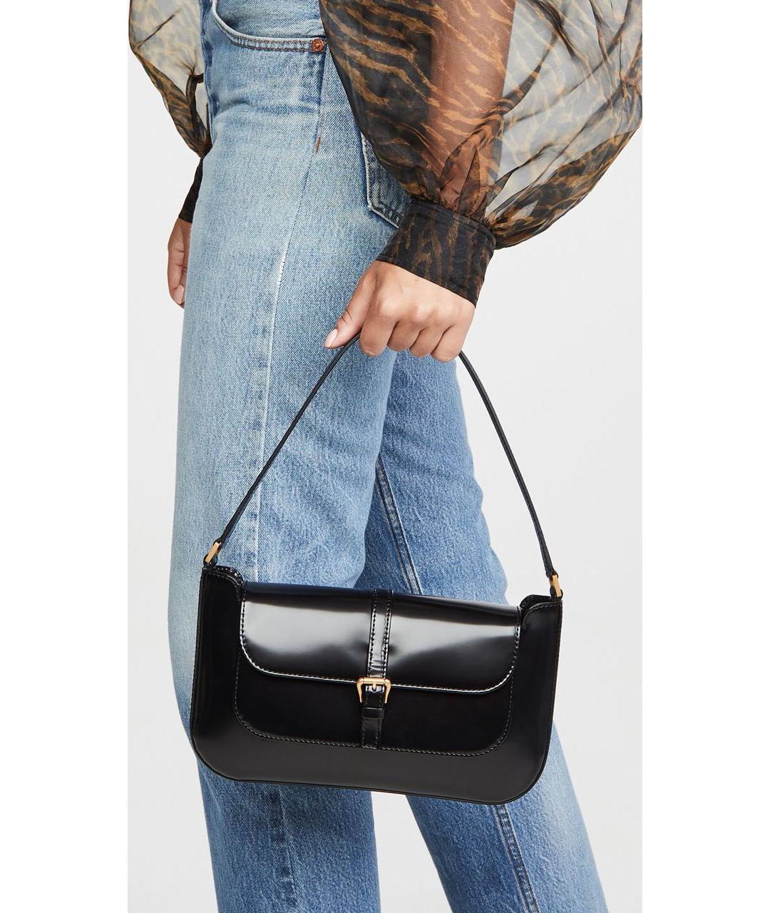 BY FAR Черная кожаная сумка через плечо, фото 5