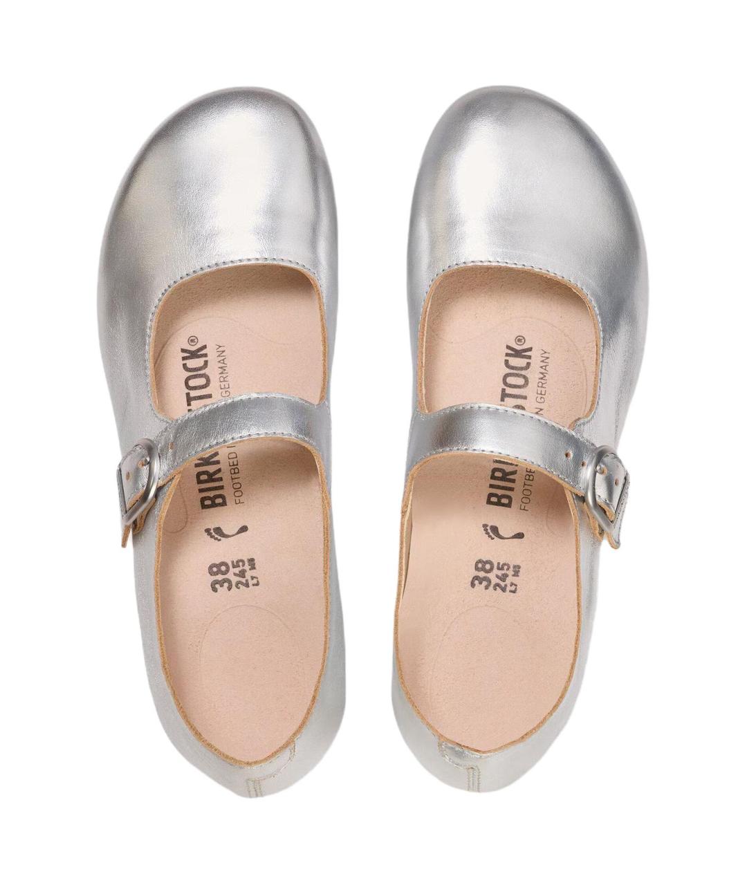 BIRKENSTOCK Серебряные кожаные туфли, фото 4