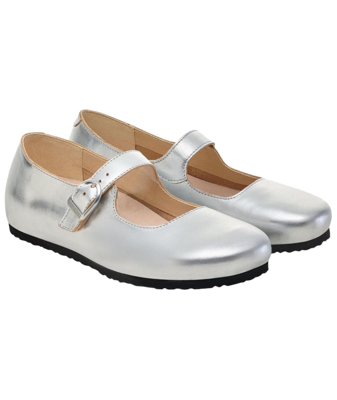 BIRKENSTOCK Серебряные кожаные туфли, фото 3