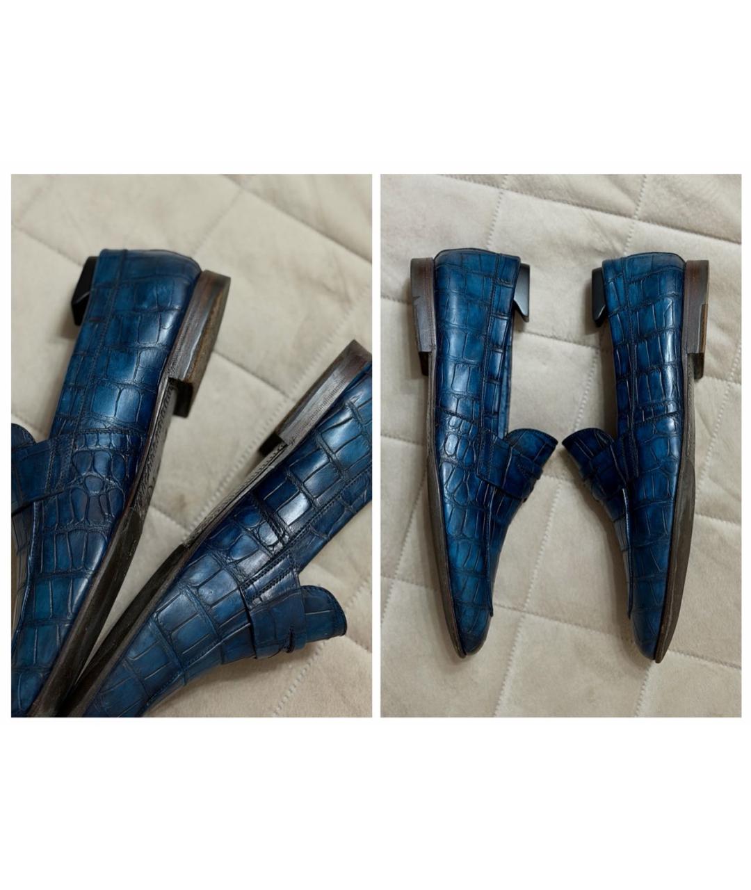 BARRETT Темно-синие лоферы из экзотической кожи, фото 4